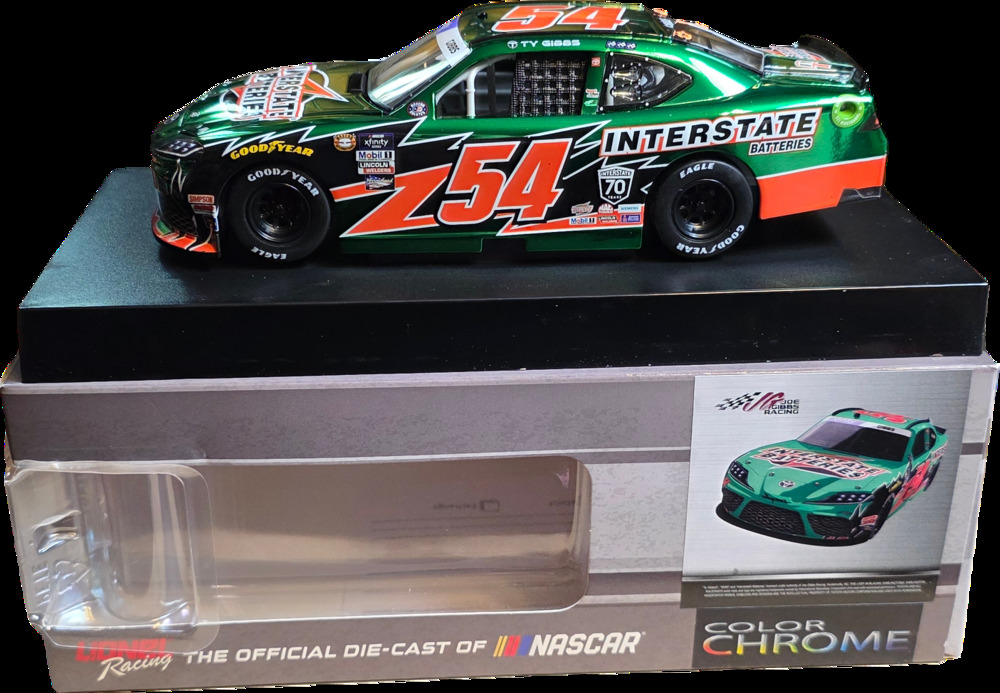 Ty Gibbs 54 Interstate Batteries 22 Supra Color Chrome 1:24 Lionel Nascar DIN 60